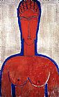 Amedeo Modigliani Famous Paintings - Big Red Bust